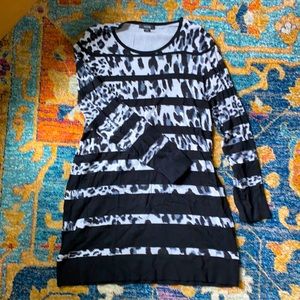 Alfani leopard striped long sleeved sweater dress